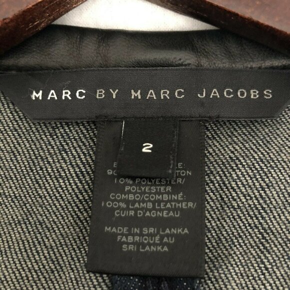 Marc Jacobs Denim And Leather Jacket SZ 2 Fitted. Leather Trim - Picture 4 of 10